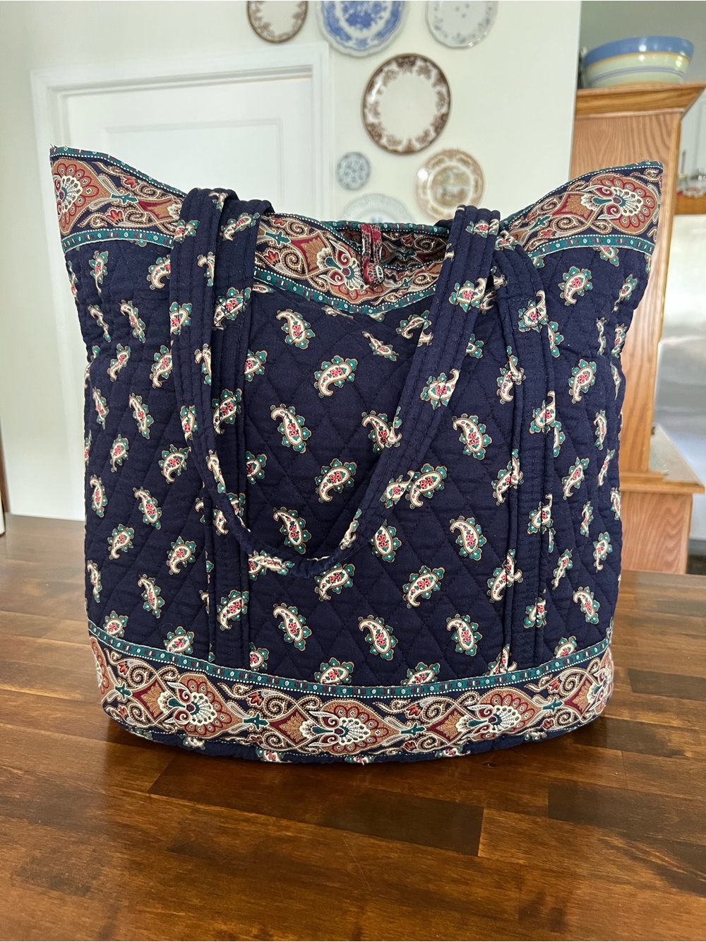 Vera Bradley Vintage Navy Paisley Large Tote - Picture 3 of 9